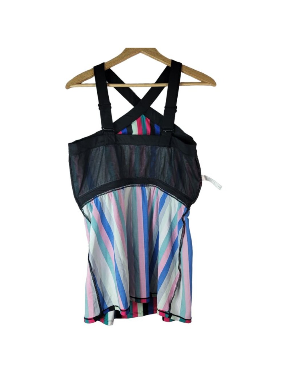 Cacique Swim No Wire Tankini Black Multicolor SZ 18 Lightly Lined Striped NEW - Picture 7 of 10